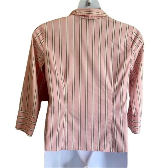 Attention Womens 3/4 Sleeve Button Down Striped Shirt Large - Picture 7 of 11